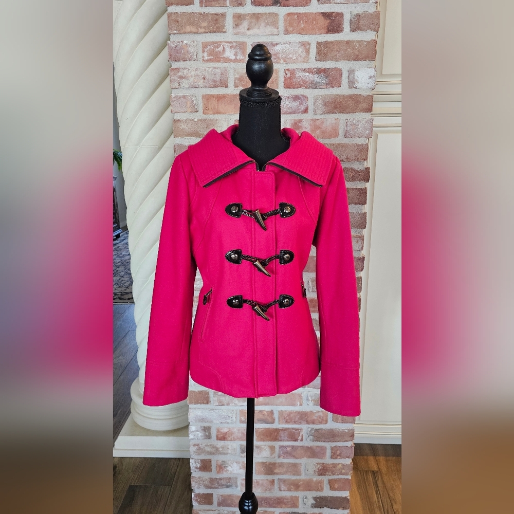 Guess Pink Wool Peacoat Size Large